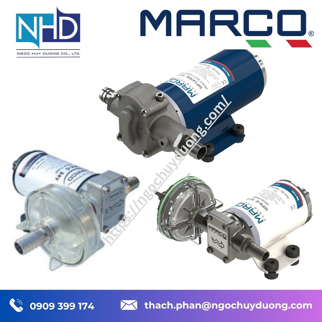 MARCO UP14:OIL – Bơm điện tự mồi bánh răng đồng, thân đồng mạ niken, phớt FKM, lưu lượng 18,3 lít:phút, công suất 260W giá kho