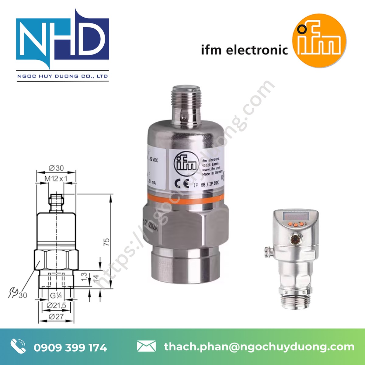 Đại lý thiết. bị cảm biến áp suất IFM PA3027